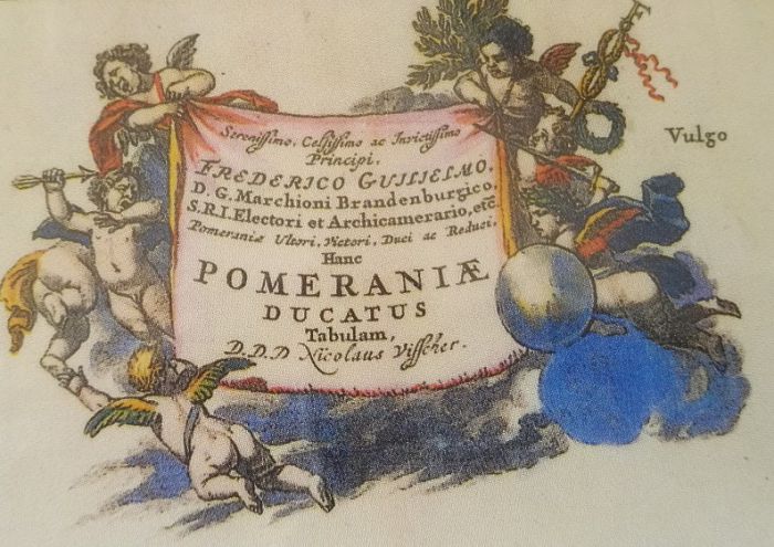 Pomerania 17. századi keretezett falitérkép